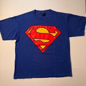 Vtg Changes DC Comics Superman Graphic Logo 90’s USA Blue T-shirt Men’s XL